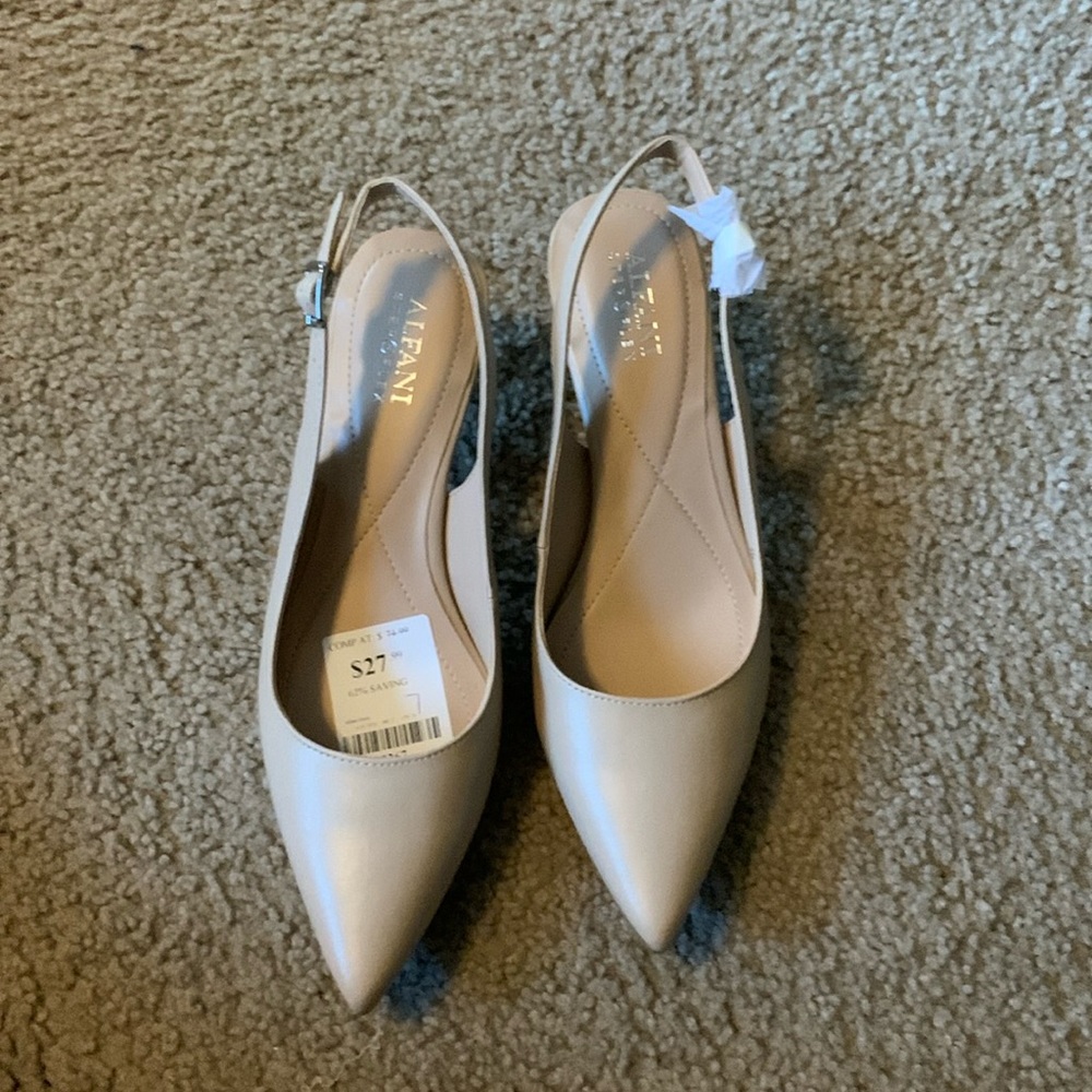 Cashew colored sling heels.